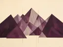 Berglandschap in de stijl Modern Bauhaus, in diep aubergine, pruim en verstoft lila, met bleek oestergrijs