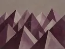 Berglandschap in de stijl Modern Bauhaus, in diep aubergine, pruim en verstoft lila, met bleek oestergrijs