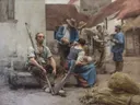 Betalen van de oogsters van Léon Augustin Lhermitte: figuren
