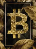 Bitcoin-symbool gemaakt van gouden munten