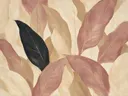 Bladpatroon in de stijl Textured Minimalism, in verstoft roze en romige crème, met een diepzwart accent