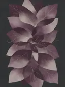 Bladpatroon in de stijl Textured Minimalism, in diep aubergine, pruim en verstoft lila, met bleek oestergrijs