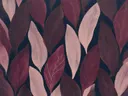 Bladpatroon in de stijl Textured Minimalism, in aubergine, diep magenta en zacht blos, met een dunne gouden lijn