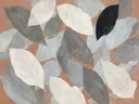 Bladpatroon in de stijl Textured Minimalism, in steengrijs, bleek blauwgrijs en krijtwit, met een diepzwart accent