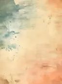 Abstract aquarelschilderij met blauwe wolkvorming op beige en perzikkleurige achtergrond