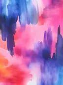 Abstract waterverfschilderij met vervagende blauwe, roze en paarse tinten