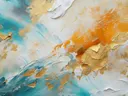 Abstract marmerschilderij in blauw en goud