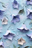 Blauwpaarse campanula klokjesbloemen met reliëf-textuur op blauwe achtergrond