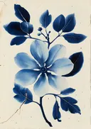 Cyanotypie schilderij van een magnoliabloem