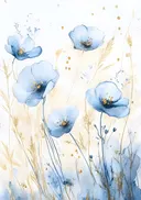 Blauwe klaprozen met gouden details en droog gras