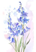Schilderij van blauwe klokjesbloemen