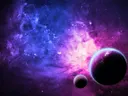 Twee planeten voor blauwe nevel