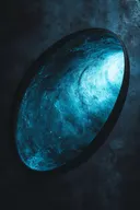 Gekanteld ovaal met turquoise neveltextuur op een donkere geruwde achtergrond