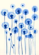 Illustratie van blauwe paardenbloemen