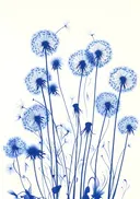 Tekening van blauwe paardenbloemen