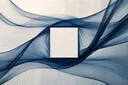 Blauwe sluier met wit vierkant, abstract schilderij
