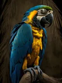 Portret van blauwgele ara papegaai