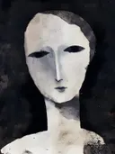 Bleek aquarel gezicht op zwarte achtergrond