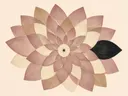 Bloem-mandala in de stijl Modern Bauhaus, in verstoft roze en romige crème, met een diepzwart accent