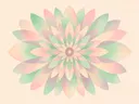 Bloem-mandala in de stijl Modern Bauhaus, in zacht mintgroen, blozend roze, romige crème en bleeklila