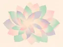 Bloem-mandala in de stijl Modern Bauhaus, in zacht mintgroen, blozend roze, romige crème en bleeklila