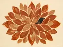 Bloem-mandala in de stijl Modern Bauhaus, in terracotta, roestoranje en romige crème, met een diepzwart accent