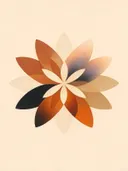 Bloem-mandala in de stijl Modern Bauhaus, in terracotta, roestoranje en romige crème, met een diepzwart accent