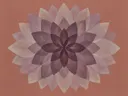 Bloem-mandala in de stijl Modern Bauhaus, in diep aubergine, pruim en verstoft lila, met bleek oestergrijs