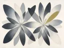 Bloem-mandala in de stijl Modern Bauhaus, in grafiet, zilvergrijs en bleek been, met een mosterdgeel accent