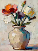 Schilderij: bloemen in een lichte vaas