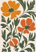 Illustratie van bloemen met een groen hart