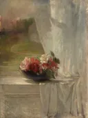 Bloemen op een vensterbank van John La Farge: stilleven met bloemen