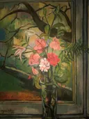 Bloemen voor een raam van Ablakok: stilleven met bloemen
