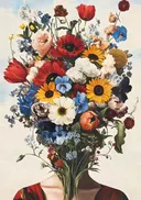 Expressief bloemenportret met levendige kleuren