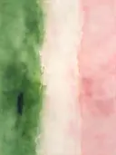 Blokken in kersenbloesem, kleurvelden schilderij, blokken