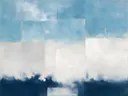 Blokken in zilver en ijsblauw, kleurvelden schilderij, blokken