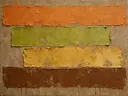 Meswerk schilderij, blokken in Seventies Oker