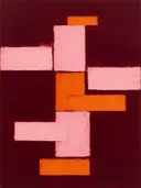 Paletmes abstract schilderij, blokken in blush en bourgondie