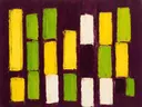 Paletmes abstract schilderij, blokken in citroen en lindegroen