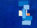 Paletmes abstract schilderij, blokken in hemelsblauw