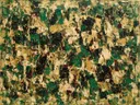 Action painting schilderij, blokken (drip) in smaragd en zwart