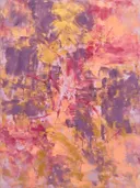 Blokken Zwaai in diep paars en goud, action painting schilderij, blokken (sweep)