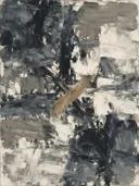 Action painting schilderij, blokken (sweep) in houtskool
