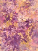 Blokken Zwaai in paars en goud, action painting schilderij, blokken (sweep)