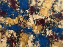 Action painting schilderij, blokken (sweep) in royal blauw