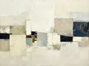 Schilderij: blokkenmuur in room en olijf