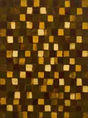 Paletmes abstract schilderij, blokkenraster in kastanje en goud