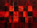 Paletmes abstract schilderij, blokkenraster in vuurrood