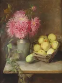 Boden van de herfst van Ella Ehrenberger: stilleven met bloemen en fruit