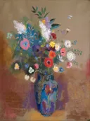 Boeket bloemen van Odilon Redon: stilleven met bloemen en vaas